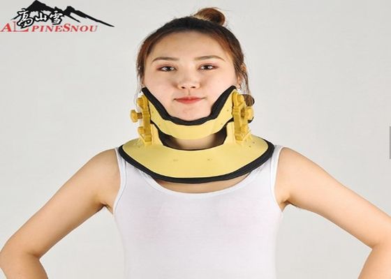 CHINA Cor inflável do amarelo da cinta de pescoço do apoio cervical ajustável do dispositivo da tração fornecedor